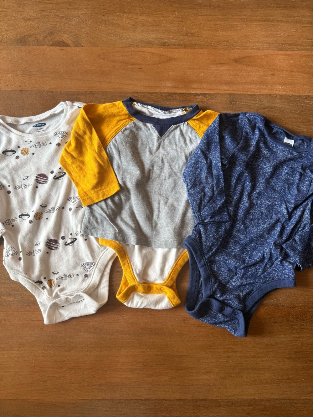 ⚡️3/$20 Baby Boys' 6-12 months Long Sleeve Onesie Set - Space, Gray & Navy